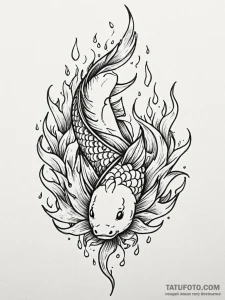 Koi fish swimming through flames, tattoo sket... - эскиз тату (№1751703202_0, 05.07.2025 08:13) — Tatufoto.com