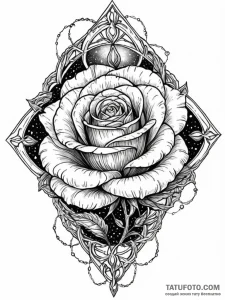 Astral rose frozen in space, concept art for... - эскиз тату (№1751703288_0, 05.07.2025 08:14) — Tatufoto.com