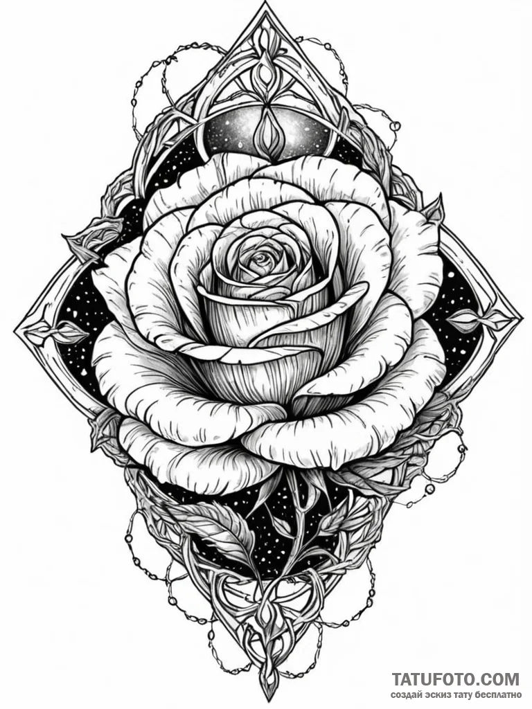 Astral rose frozen in space, concept art for... - эскиз тату (№1751703288_0, 05.07.2025 08:14) — Tatufoto.com