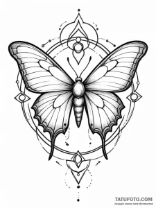 Lunar moth with glowing wings, tattoo line ar... - эскиз тату (№1751703713_0, 05.07.2025 08:21) — Tatufoto.com