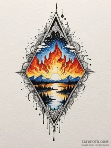 Kingр р†р вђљрівђћсћs blade beneath burning s... - эскиз тату (№1751704057_0, 05.07.2025 08:27) — Tatufoto.com