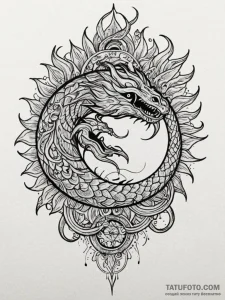 Dark serpent biting sun, tattoo flash sheet d... - эскиз тату (№1751704481_0, 05.07.2025 08:34) — Tatufoto.com