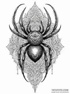 A peacock spider showing its colors, ink illu... - эскиз тату (№1751704657_0, 05.07.2025 08:37) — Tatufoto.com