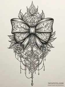 Ivory bow with thorned string, tattoo drawing... - эскиз тату (№1751704916_0, 05.07.2025 08:41) — Tatufoto.com