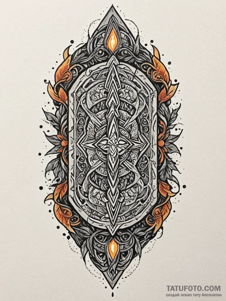 Runestone cracked and glowing, tattoo sketch... - эскиз тату (№1751705010_0, 05.07.2025 08:43) — Tatufoto.com