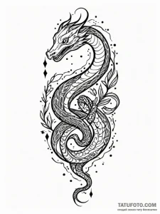 Twilight serpent coiling through rift, tattoo... - эскиз тату (№1751705787_0, 05.07.2025 08:56) — Tatufoto.com