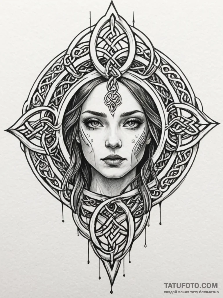 Celtic, ink illustration for tattoo, muted co... - эскиз тату (№1751705956_0, 05.07.2025 08:59) — Tatufoto.com