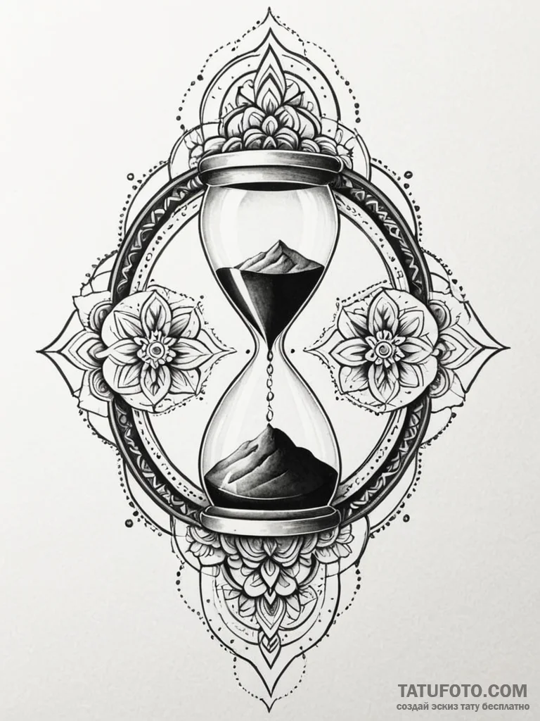 Ashen hourglass with black sand, concept art... - эскиз тату (№1751706040_0, 05.07.2025 09:00) — Tatufoto.com