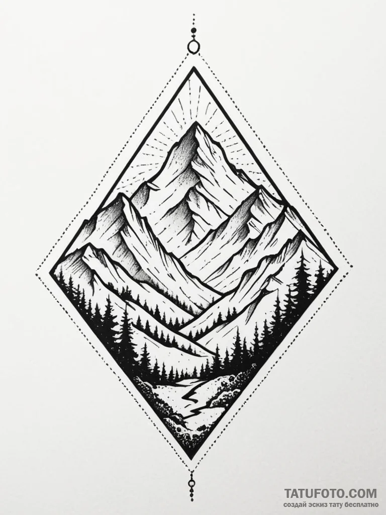 Low-poly mountain range, tattoo flash sheet d... - эскиз тату (№1751706211_0, 05.07.2025 09:03) — Tatufoto.com