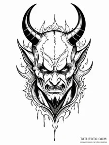 Devil, ink illustration for tattoo, on a clea... - эскиз тату (№1751706303_0, 05.07.2025 09:05) — Tatufoto.com