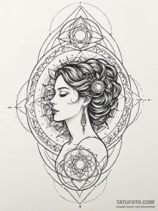 Astral projection of a woman's silhouette lea... - эскиз тату (№1751706396_0, 05.07.2025 09:06) — Tatufoto.com