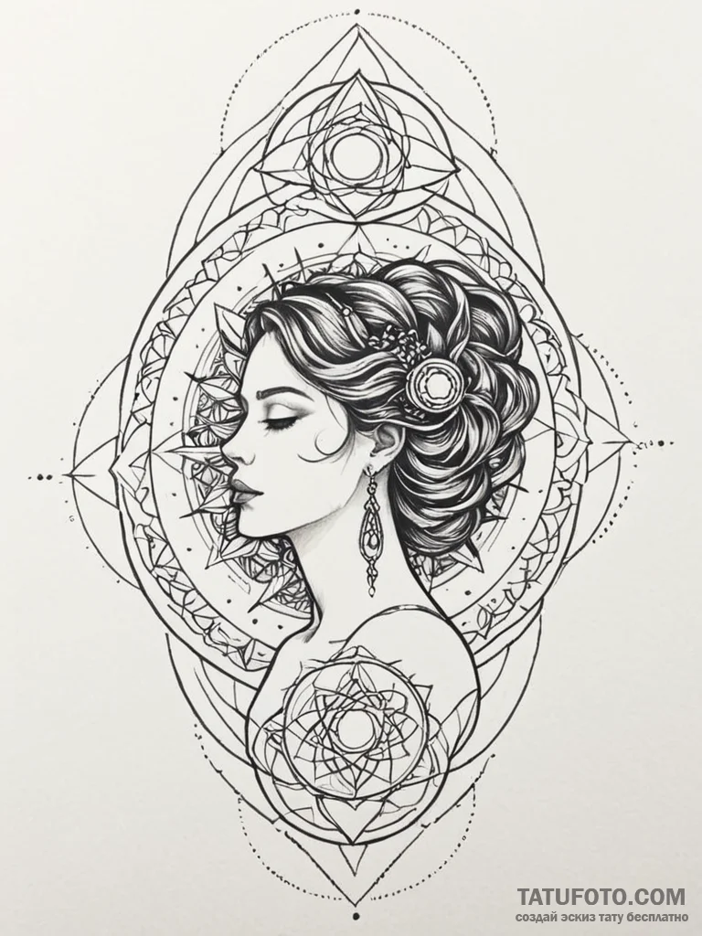 Astral projection of a woman's silhouette lea... - эскиз тату (№1751706396_0, 05.07.2025 09:06) — Tatufoto.com