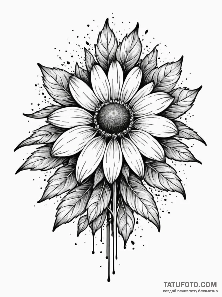 Rudbeckia (black-eyed susan), symbolizing enc... - эскиз тату (№1751706484_0, 05.07.2025 09:08) — Tatufoto.com