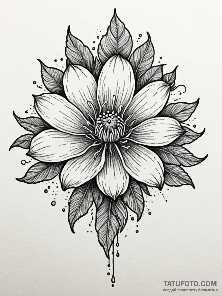 Apocalyptic flower wilting, tattoo sketch des... - эскиз тату (№1751706651_0, 05.07.2025 09:10) — Tatufoto.com
