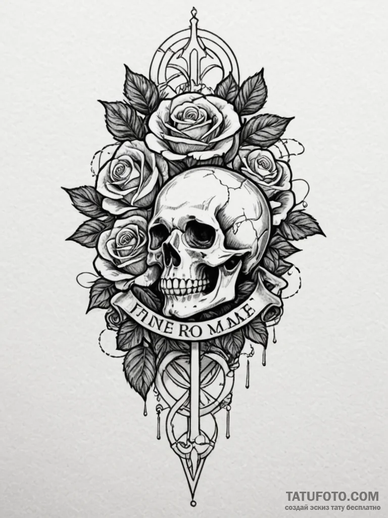 Roman numerals, concept art for tattoo, chica... - эскиз тату (№1751707201_0, 05.07.2025 09:20) — Tatufoto.com