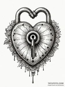 Heart-shaped lock with a broken key inside, t... - эскиз тату (№1751707371_0, 05.07.2025 09:22) — Tatufoto.com