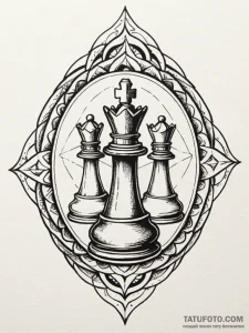 Onyx chess piece beneath iron sky, concept ar... - эскиз тату (№1751708309_0, 05.07.2025 09:38) — Tatufoto.com