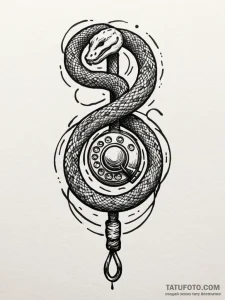A telephone with its cord turning into a snak... - эскиз тату (№1751708820_0, 05.07.2025 09:47) — Tatufoto.com
