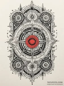 An old, leather-bound grimoire, ink illustrat... - эскиз тату (№1751708907_0, 05.07.2025 09:48) — Tatufoto.com