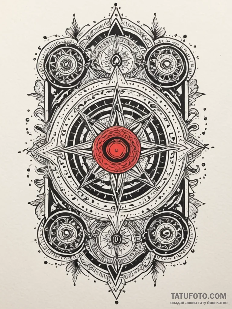 An old, leather-bound grimoire, ink illustrat... - эскиз тату (№1751708907_0, 05.07.2025 09:48) — Tatufoto.com