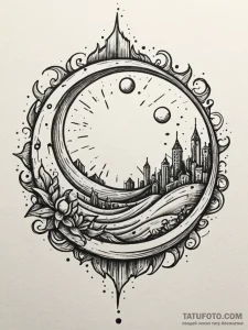 Open cage beneath eclipsed sun, concept art f... - эскиз тату (№1751709164_0, 05.07.2025 09:52) — Tatufoto.com