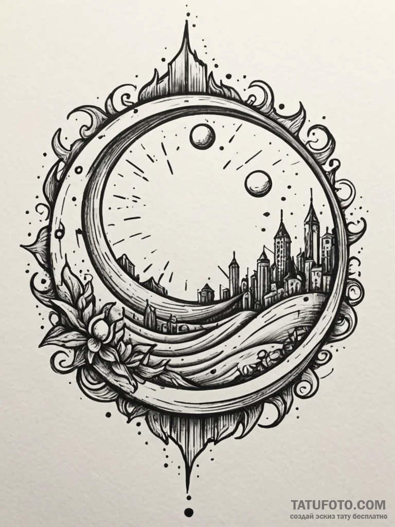 Open cage beneath eclipsed sun, concept art f... - эскиз тату (№1751709164_0, 05.07.2025 09:52) — Tatufoto.com