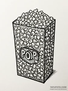 A detailed bag of popcorn kernels, raw,, arti... - эскиз тату (№1751709258_0, 05.07.2025 09:54) — Tatufoto.com