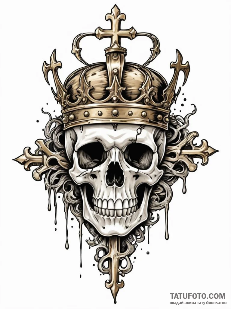 Hollow crown resting on bones, concept art fo... - эскиз тату (№1751709431_0, 05.07.2025 09:57) — Tatufoto.com