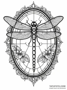 Dragonfly with wings of stained glass, tattoo... - эскиз тату (№1751709785_0, 05.07.2025 10:03) — Tatufoto.com