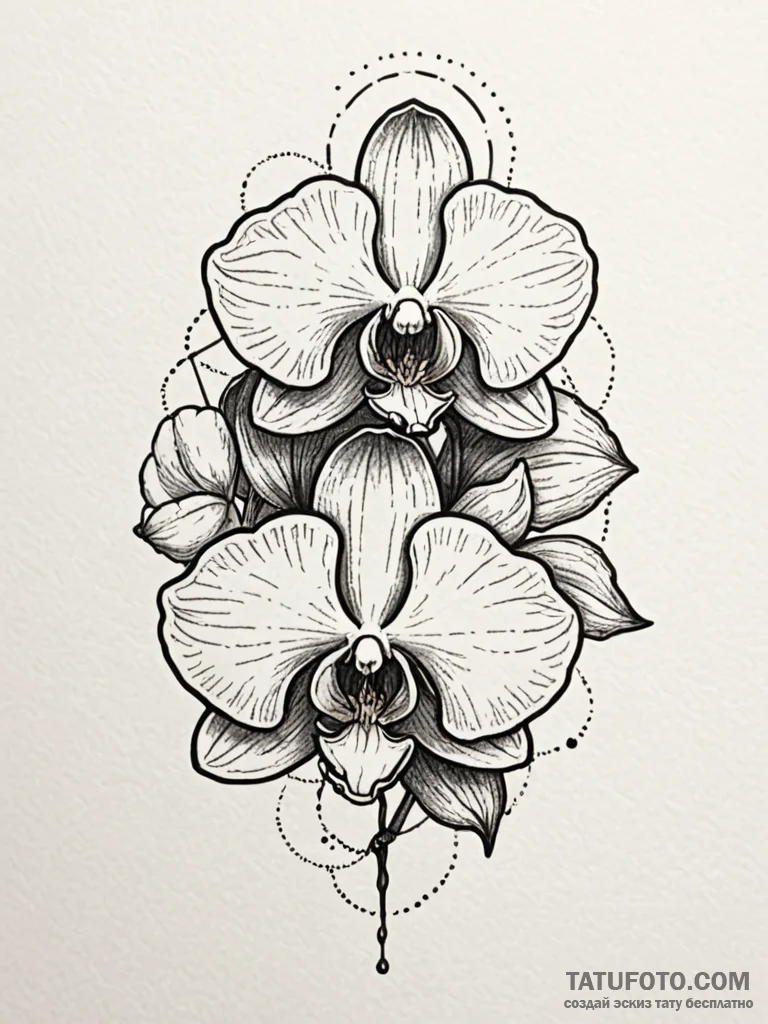 Orchid with petals that look like they're mad... - эскиз тату (№1751710563_0, 05.07.2025 10:16) — Tatufoto.com