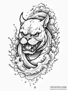 Bulldog, tattoo drawing outline, irezumi japa... - эскиз тату (№1751710646_0, 05.07.2025 10:17) — Tatufoto.com