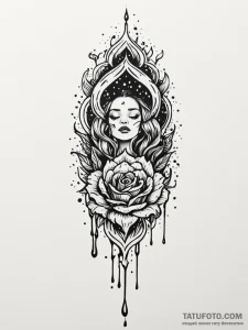 Night scroll dripping with wax, tattoo flash... - эскиз тату (№1751710991_0, 05.07.2025 10:23) — Tatufoto.com