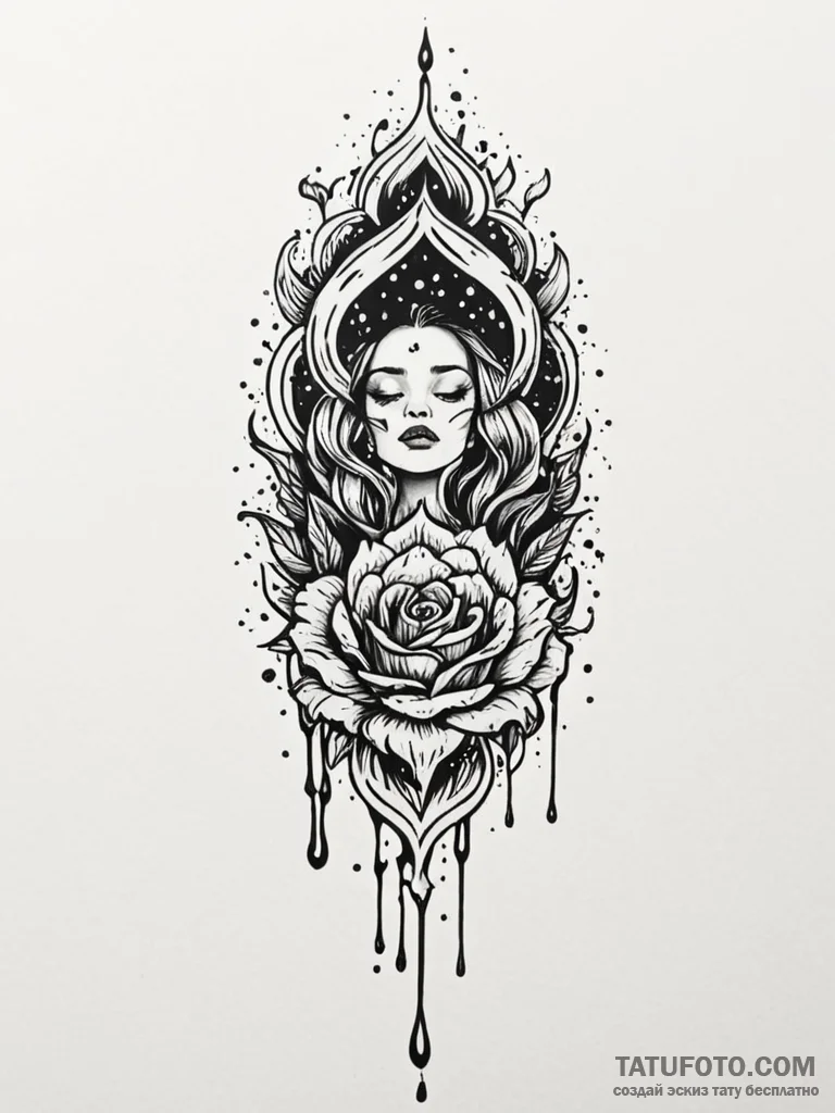 Night scroll dripping with wax, tattoo flash... - эскиз тату (№1751710991_0, 05.07.2025 10:23) — Tatufoto.com