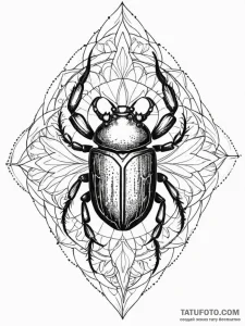 Scarab mask beneath burning sky, artistic tat... - эскиз тату (№1751711751_0, 05.07.2025 10:35) — Tatufoto.com