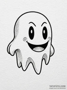 Ghost from pac-man, but with a sad face, tatt... - эскиз тату (№1751712178_0, 05.07.2025 10:42) — Tatufoto.com