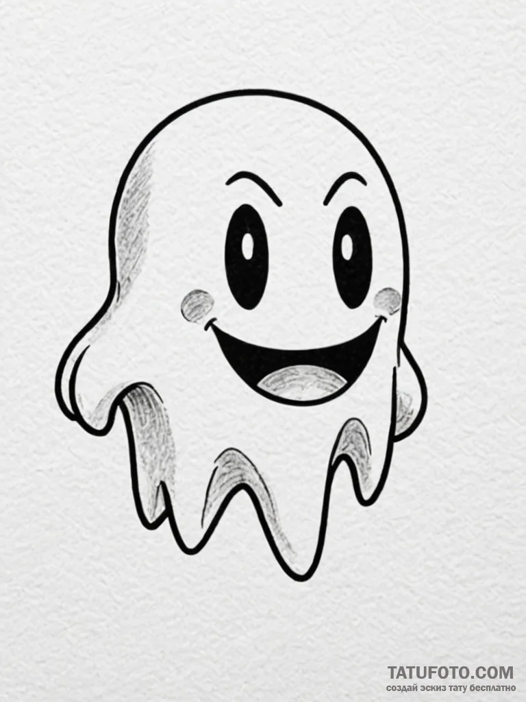 Ghost from pac-man, but with a sad face, tatt... - эскиз тату (№1751712178_0, 05.07.2025 10:42) — Tatufoto.com
