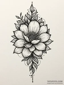 Ashen flower blooming from ruin, tattoo flash... - эскиз тату (№1751712865_0, 05.07.2025 10:54) — Tatufoto.com