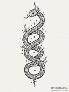 Hidden serpent beneath celestial bloom, conce... - эскиз тату (№1751713207_0, 05.07.2025 11:00) — Tatufoto.com