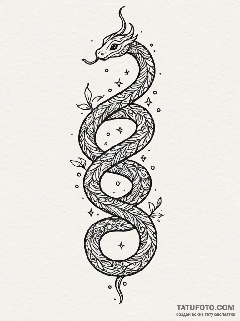 Hidden serpent beneath celestial bloom, conce... - эскиз тату (№1751713207_0, 05.07.2025 11:00) — Tatufoto.com