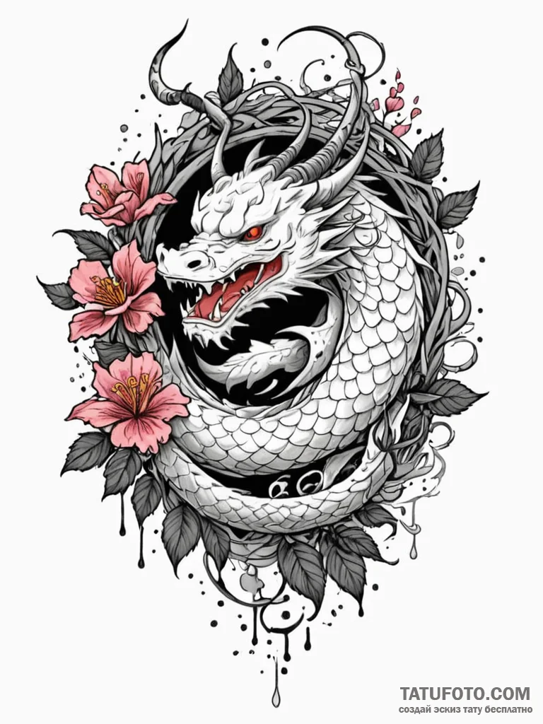 Crown of thorns blooming with black roses, in... - эскиз тату (№1751713381_0, 05.07.2025 11:03) — Tatufoto.com