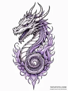 Arcane dragon breathing violet flame, tattoo... - эскиз тату (№1751713811_0, 05.07.2025 11:10) — Tatufoto.com