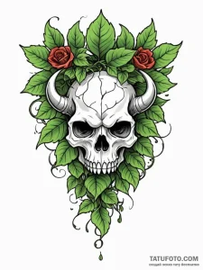 Kobold skull crowned in ivy, tattoo sketch de... - эскиз тату (№1751713980_0, 05.07.2025 11:13) — Tatufoto.com