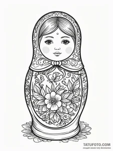 Russian nesting doll, painted with scenes fro... - эскиз тату (№1751714405_0, 05.07.2025 11:20) — Tatufoto.com