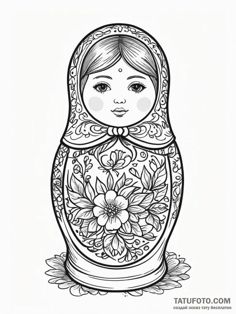 Russian nesting doll, painted with scenes fro... - эскиз тату (№1751714405_0, 05.07.2025 11:20) — Tatufoto.com
