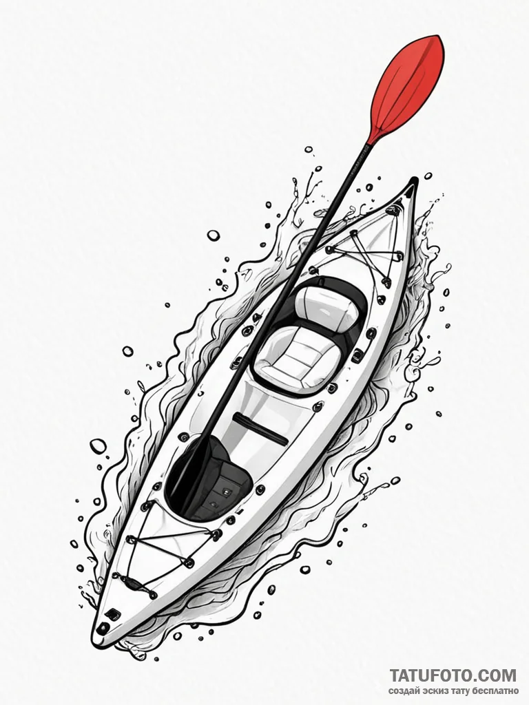 Kayak paddle snapped in ice, artistic tattoo... - эскиз тату (№1751714490_0, 05.07.2025 11:21) — Tatufoto.com