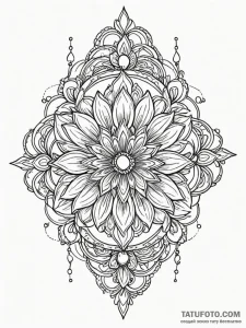 Orb crowned with celestial bloom, artistic ta... - эскиз тату (№1751714575_0, 05.07.2025 11:22) — Tatufoto.com