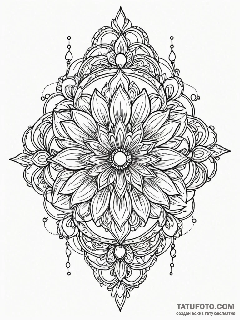 Orb crowned with celestial bloom, artistic ta... - эскиз тату (№1751714575_0, 05.07.2025 11:22) — Tatufoto.com