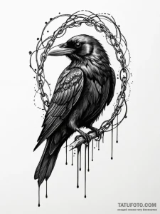 Animated raven with spectral chains, artistic... - эскиз тату (№1751714661_0, 05.07.2025 11:24) — Tatufoto.com
