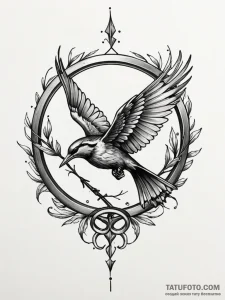 Mockingjay, tattoo sketch design, stylized in... - эскиз тату (№1751715175_0, 05.07.2025 11:32) — Tatufoto.com