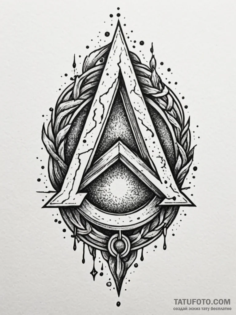 Blood rune etched into stone, tattoo drawing... - эскиз тату (№1751715768_0, 05.07.2025 11:42) — Tatufoto.com